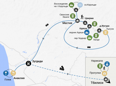 Поход в горы Сванетии, экскурсии и море